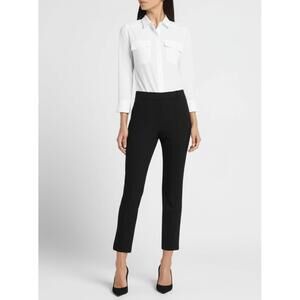 LOFT Womens 12P Petite Black Pull On Ankle Zipper Work Pants‎ Dressy Casual